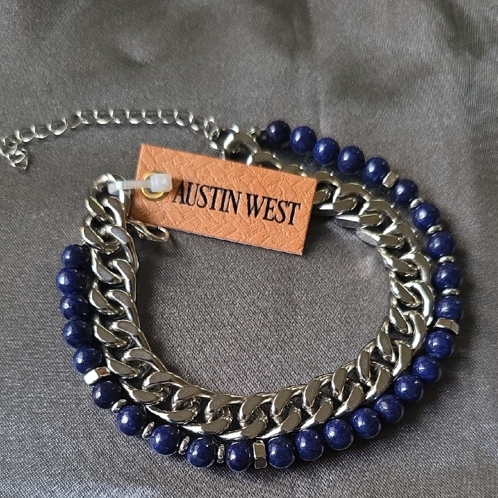 Austin West‎ Silver and Blue Bracelet Set